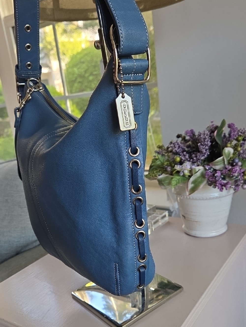 COACH Pool Blue 2004 Legacy Slim Duffle Convertible Crossbody Bag - Picture 3 of 15
